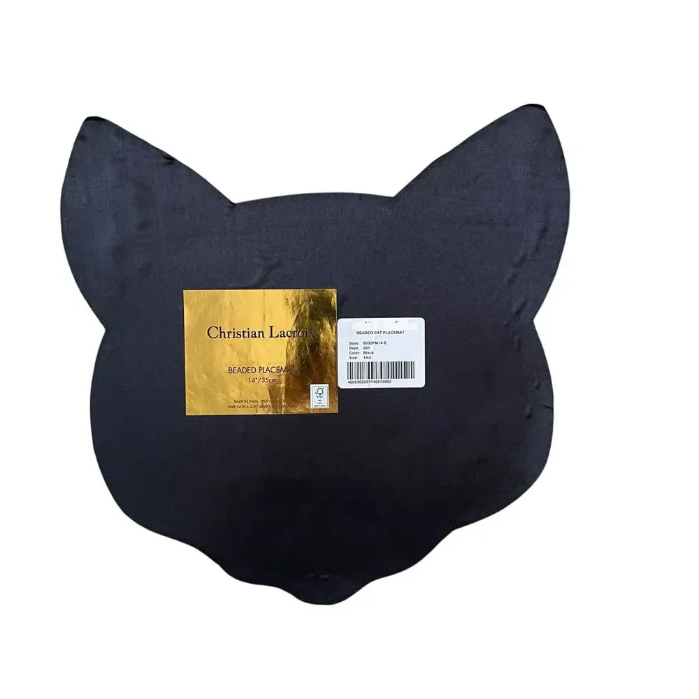 Halloween BLACK CAT Beaded Placemat Charger 14